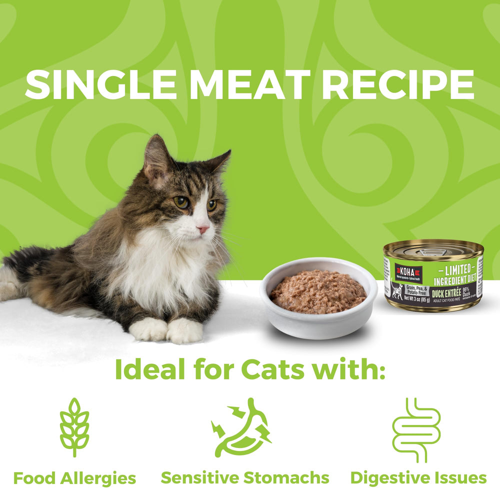 KOHA dieta-ingredientes-limitados-para-gatos: una sola proteína favorece la digestión.