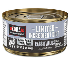 KOHA lata conejo-en-jugo, ideal para estómagos sensibles.