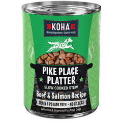 KOHA Pike Place Platter en lata de 12,7 onzas, ideal como comida húmeda proteica para perros.