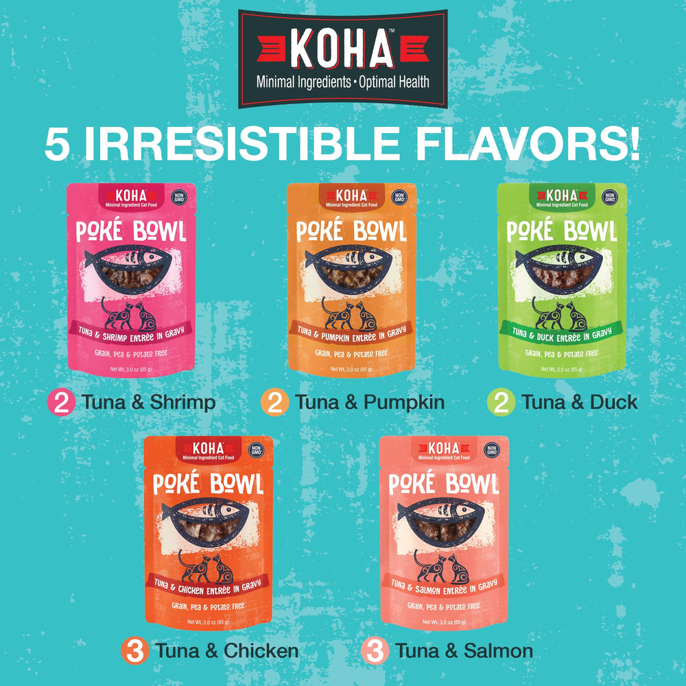 KOHA Poké Bowl para gatos: atún y cordero, opción jugosa para comer con gusto.