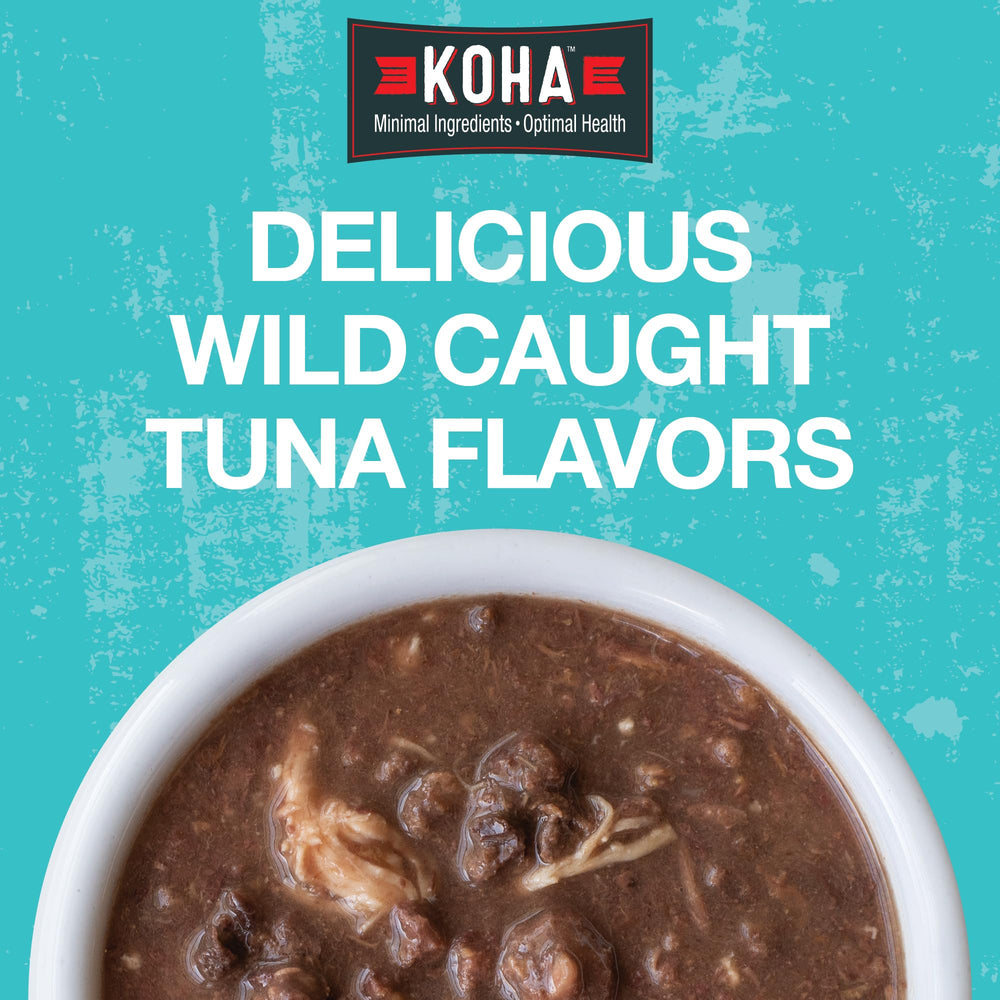 KOHA Poké Bowl para gatos: atún y pollo, combinación rica en proteínas.