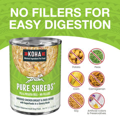 KOHA Pure Shreds caldo sabroso que estimula el apetito de perros exigentes.