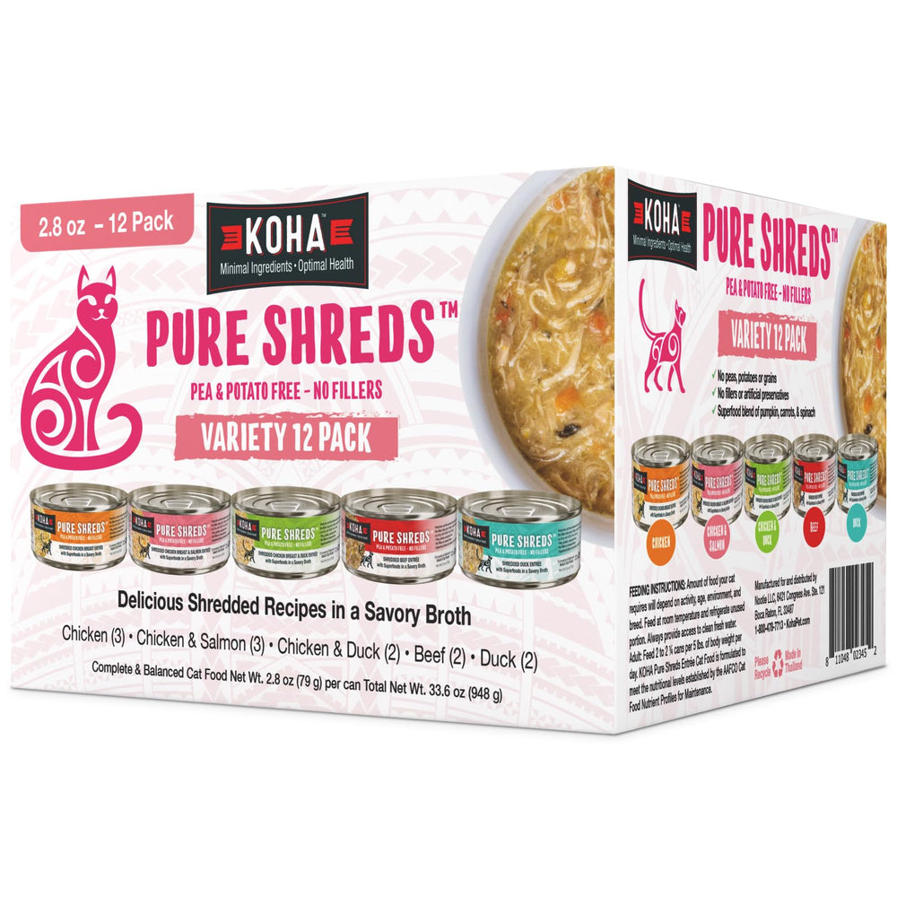 KOHA Pure Shreds de res, textura deshilachada y sabor para gatos exigentes.