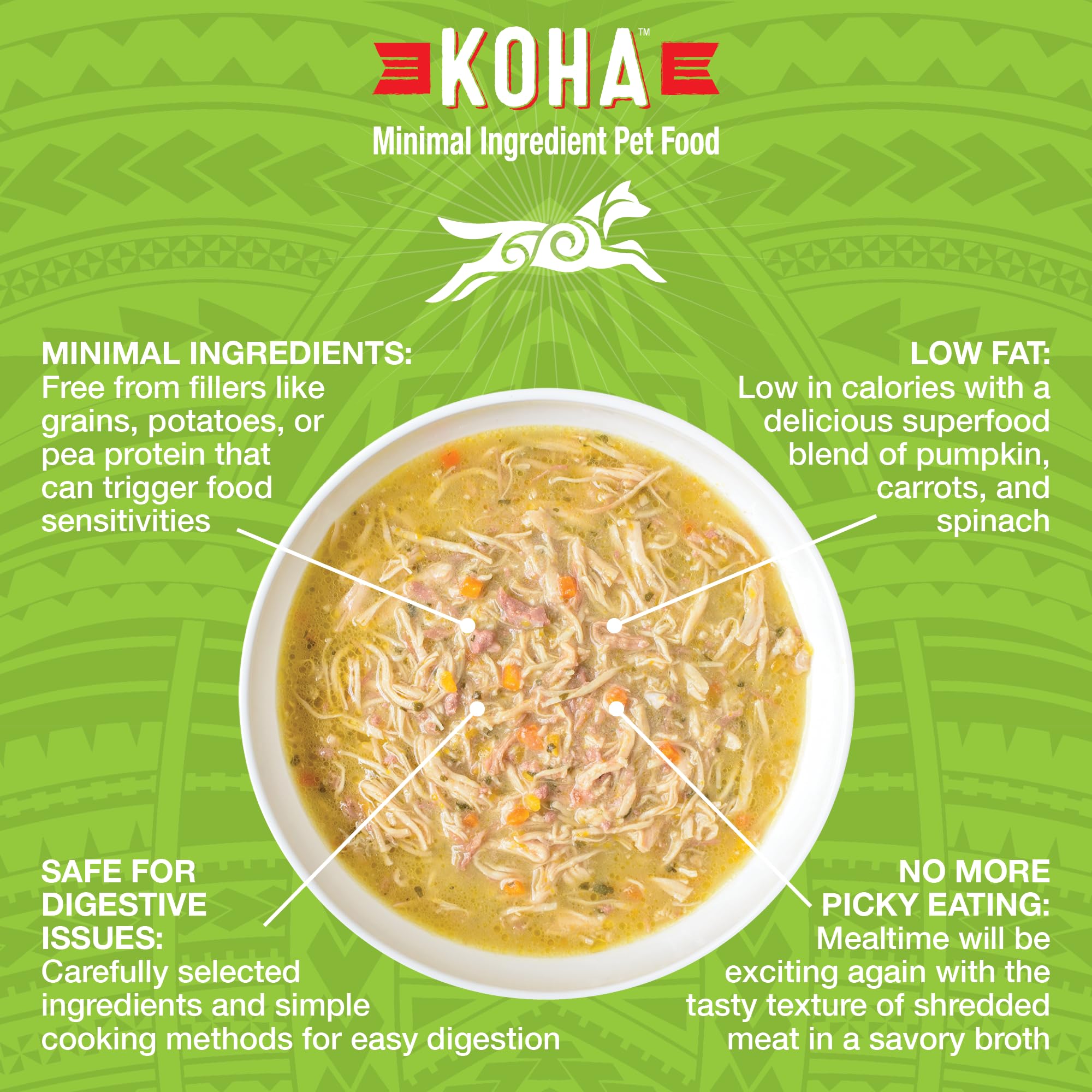 KOHA Pure Shreds textura deshilachada para perros que disfrutan de una comida suave.