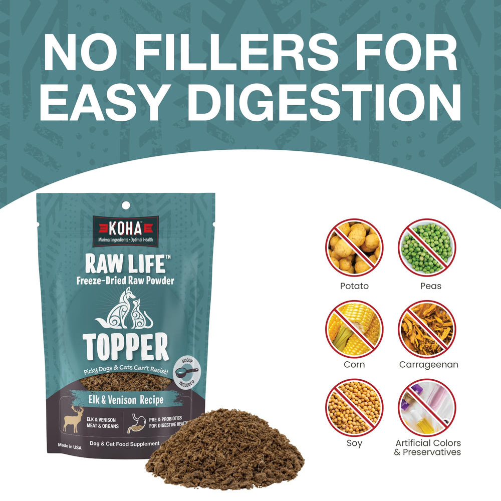 KOHA Raw Life Topper con carne local de Estados Unidos.