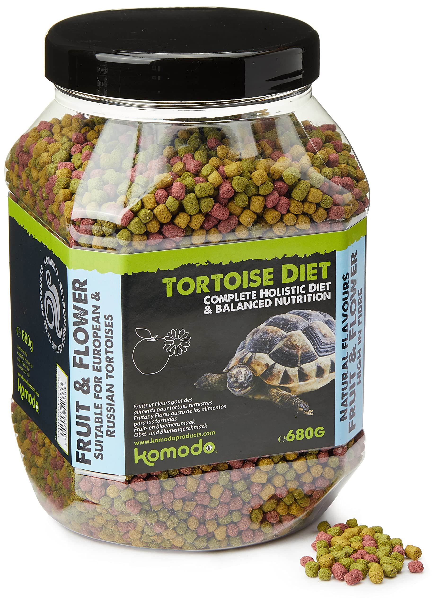 Komodo Dieta tortugas fruta y flor 680 g en bote para alimentación diaria.