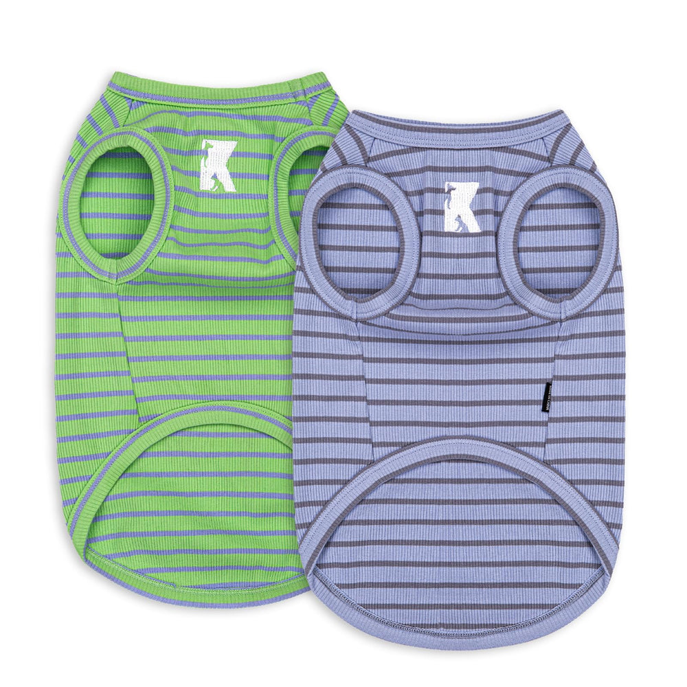 Koneseve camisas para perro dos-pack, vista frontal, ajuste cómodo para paseos.