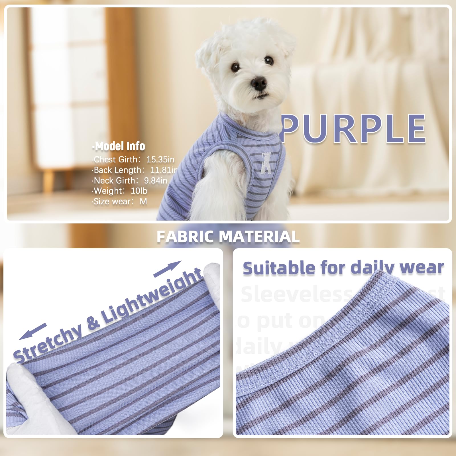 Koneseve tejido ligero y transpirable en camiseta canina.