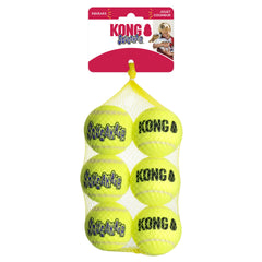KONG Air Dog con chirriador, pelota de tenis para perros, juego activo en casa.