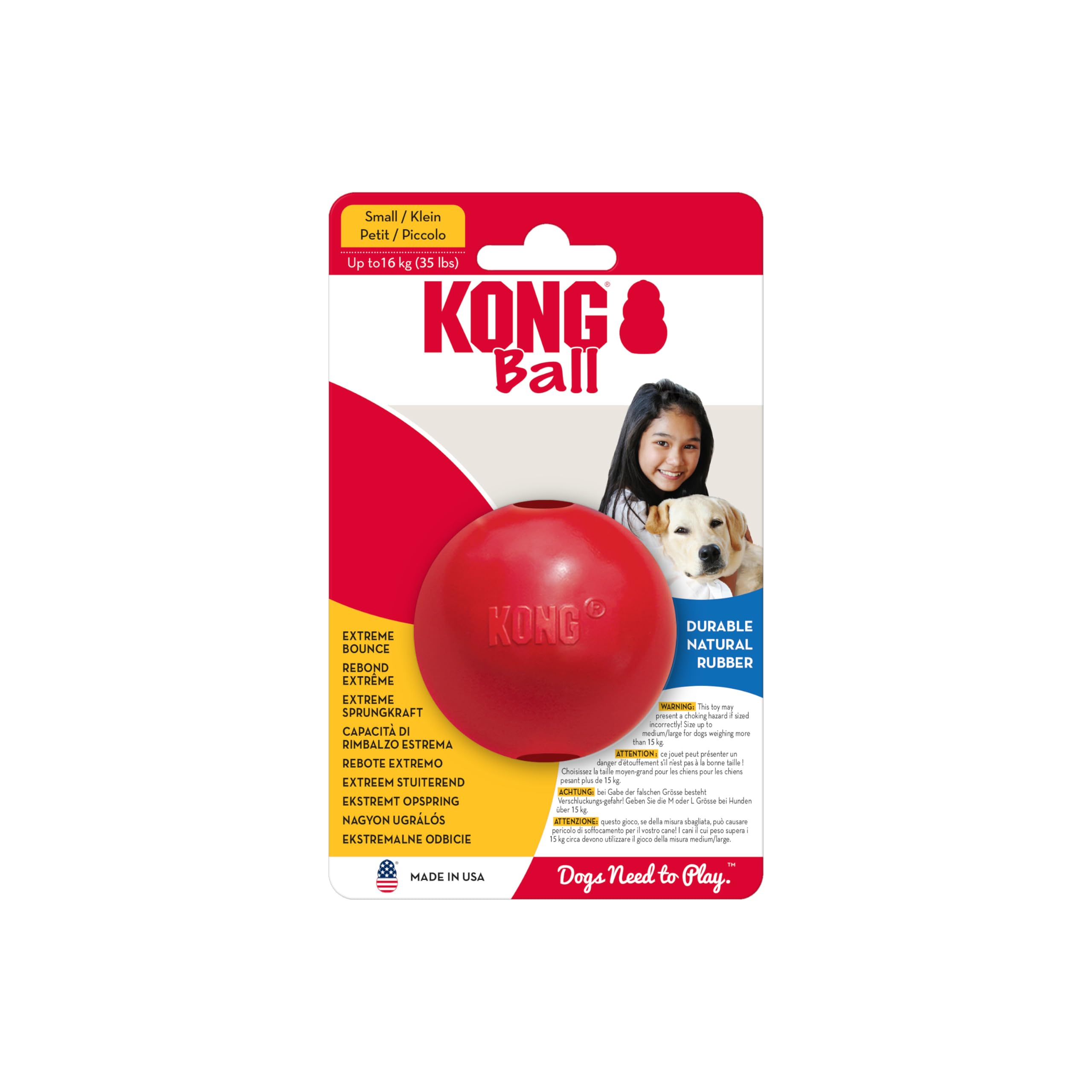 KONG Pelota con orificio, ideal para entrenamiento y juego al aire libre.