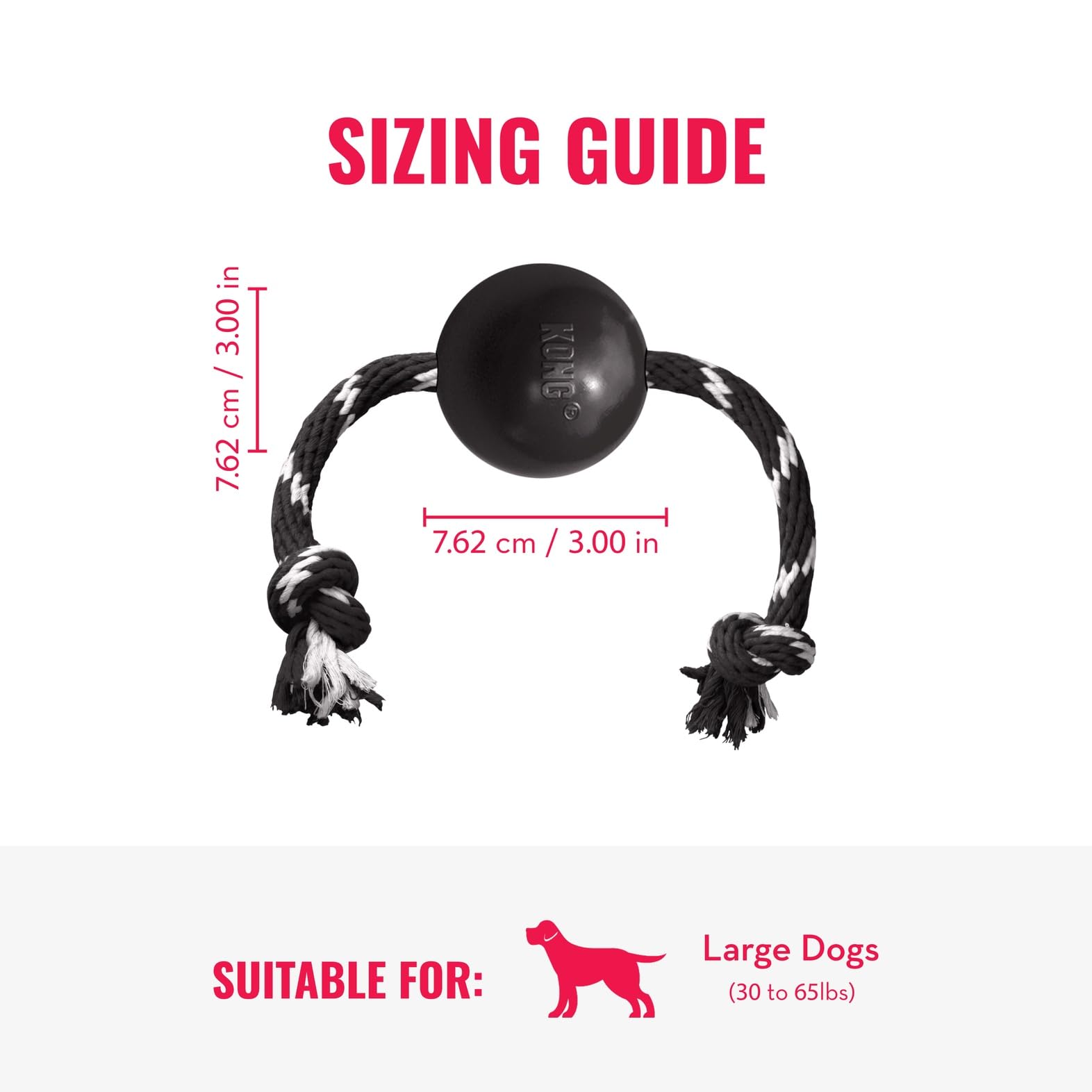KONG bola extrema con cuerda de algodón para juego interactivo y masaje de encías