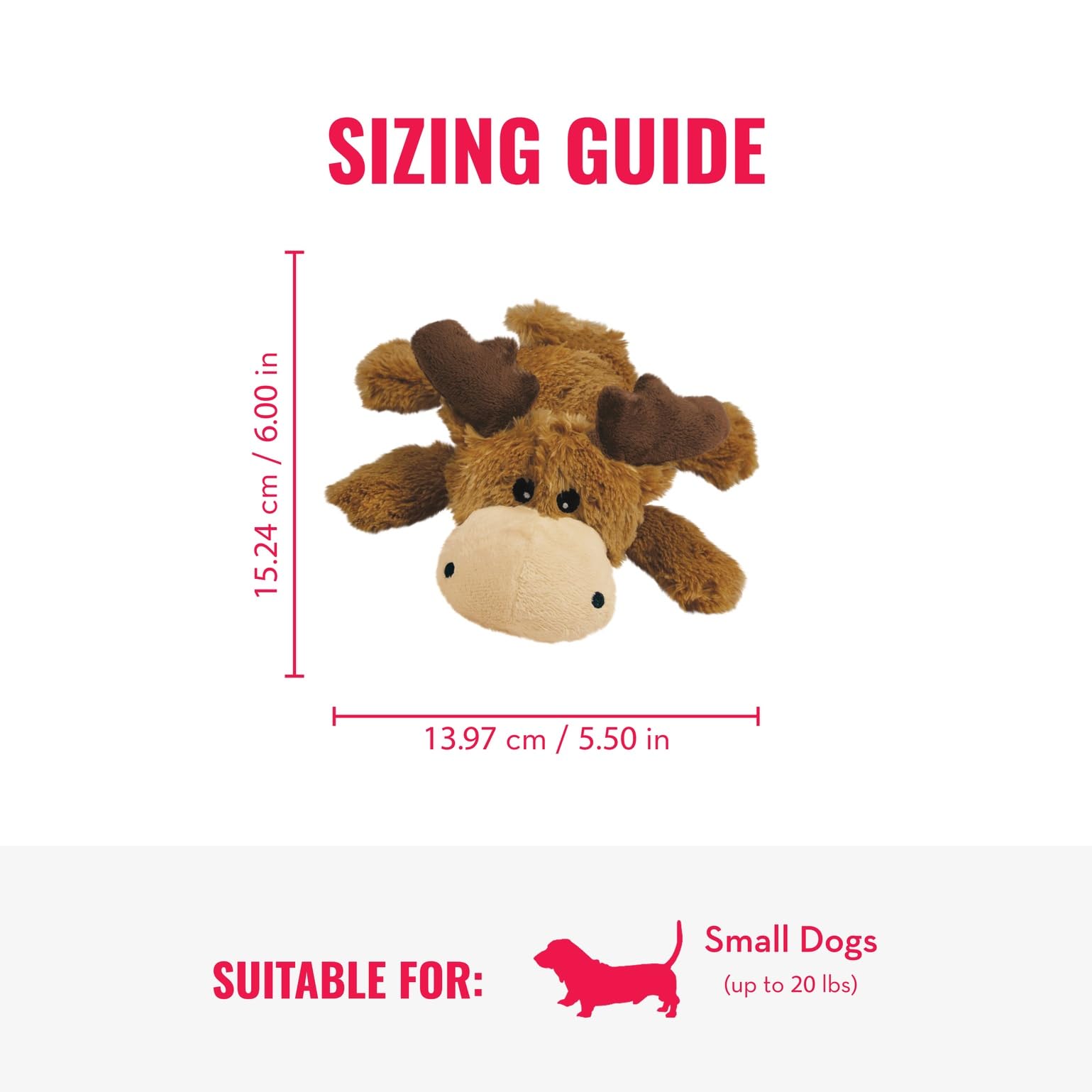 KONG Cozie Marvin Moose con chirriador para juego interactivo en casa.