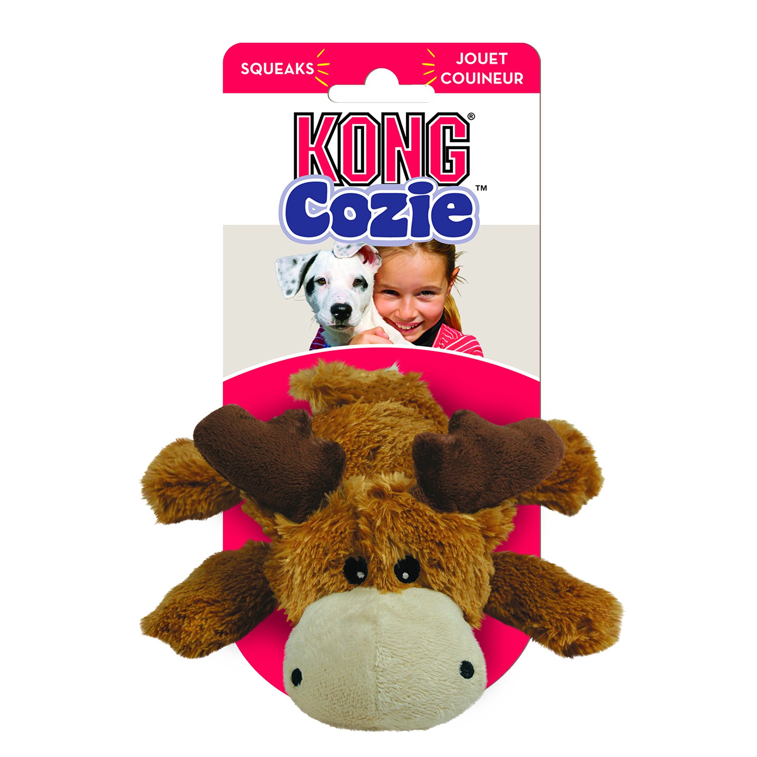 KONG Cozie Marvin Moose: juego interior con chirriador para animar sesiones de juego