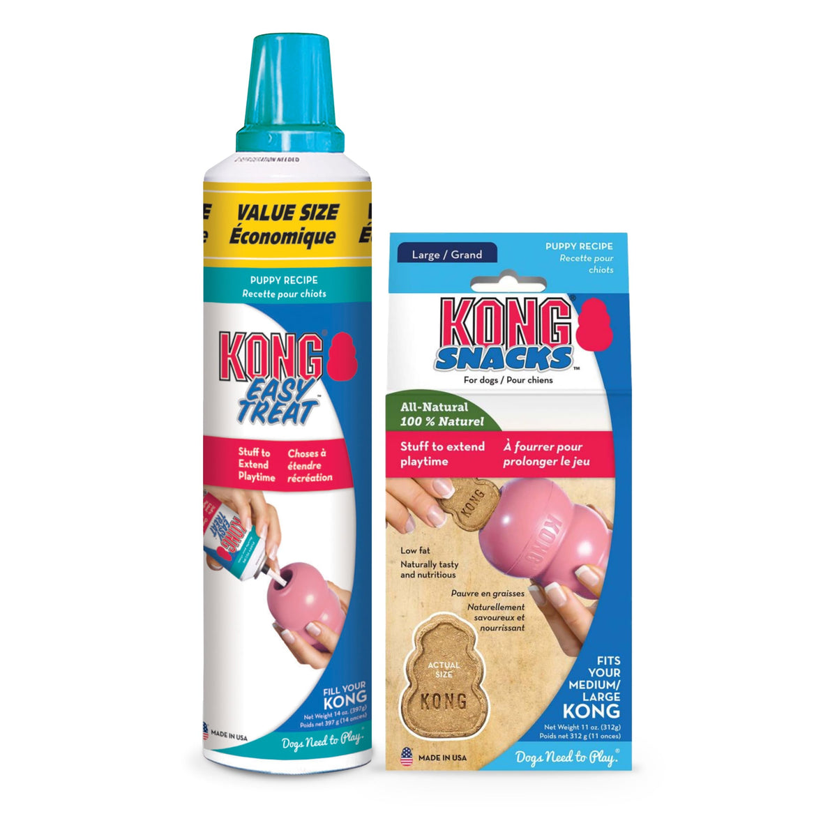 KONG Easy Treat 14oz embalaje: presentación ordenada para rellenar juguetes