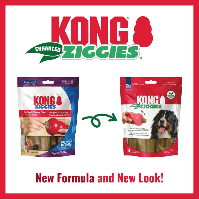 KONG Enhanced Ziggies para juguete clásico: ideal para rellenar y extender la diversión dental.