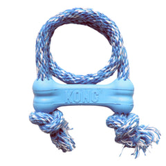 KONG Goodie Bone con cuerda azul para cachorros, hueso de goma natural y masticación segura