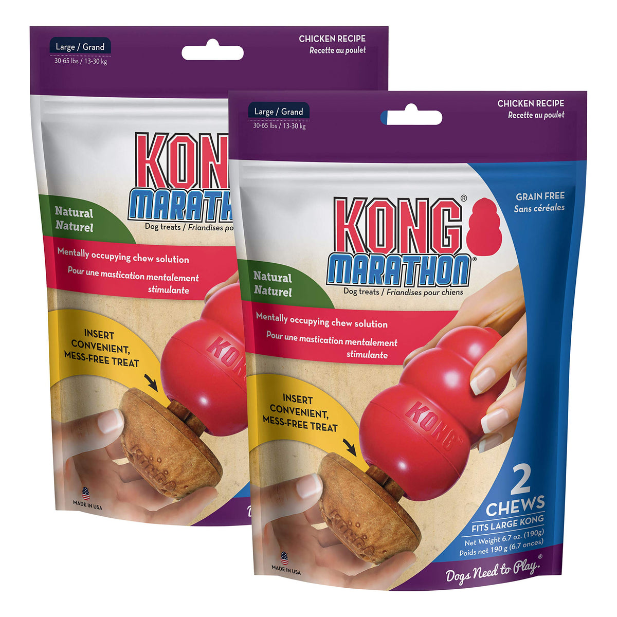 KONG Marathon Paquete doble para perros grandes, ideal para juego activo.