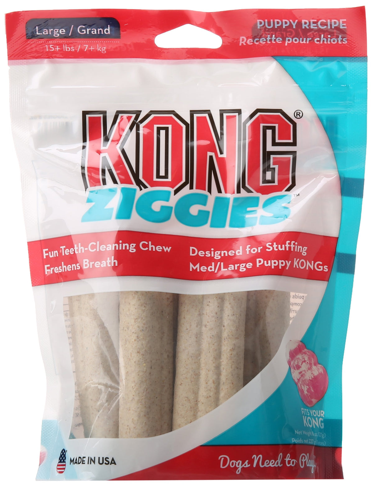 KONG Puppy Stuff'n Ziggies, paquete 8 oz, ideal para entrenamiento y recompensa