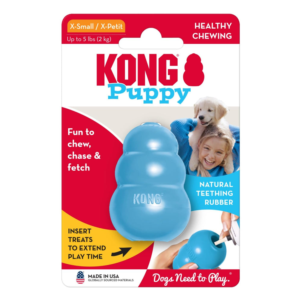 KONG Puppy tamaño XS compacto, ideal para espacios pequeños.