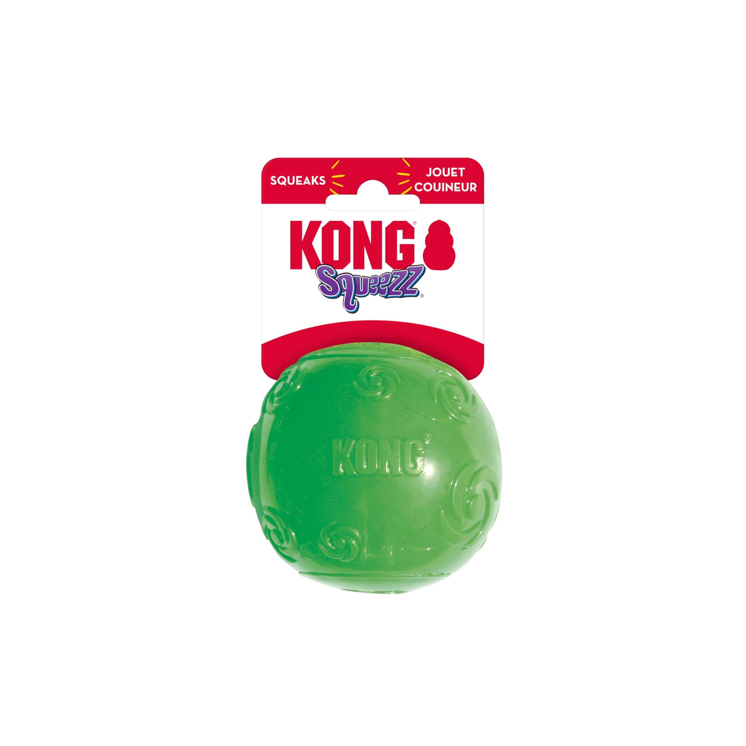 KONG Squeezz bola XL para perro, ideal para juegos de búsqueda y recuperación.