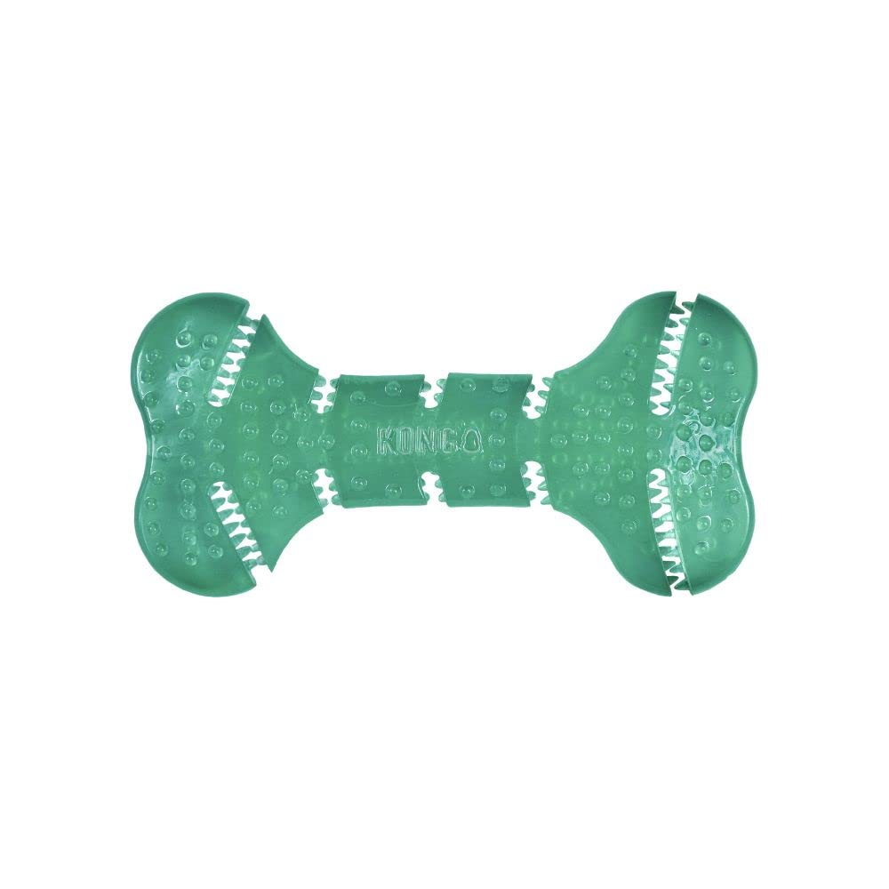 KONG Squeezz Dental Bone con protuberancias texturizadas para masticar con suavidad.