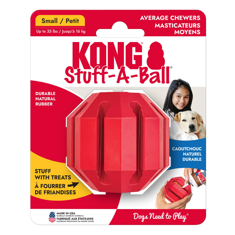 KONG Stuff-A-Ball recomendado para uso diario en perros pequeños.