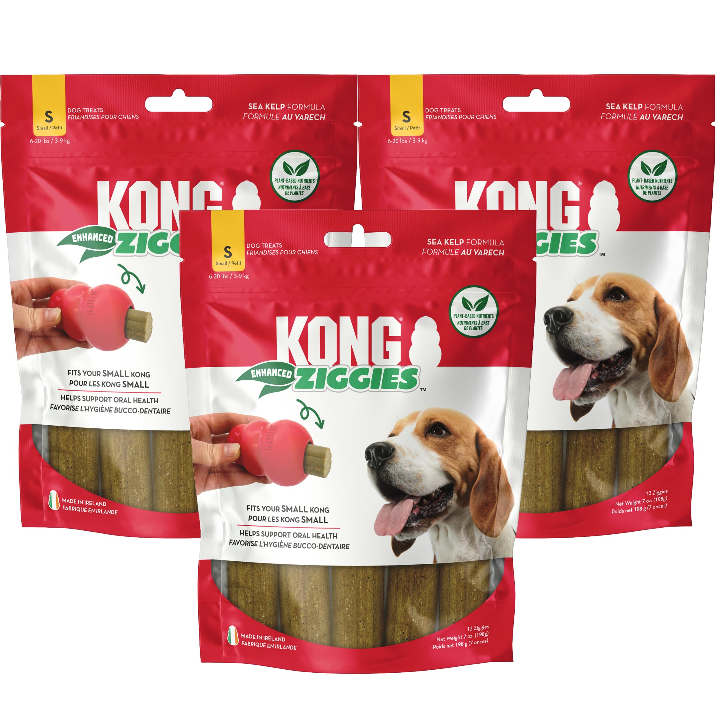 KONG Stuff'n Ziggies para perros adultos pequeños, textura masticable duradera para horas de juego