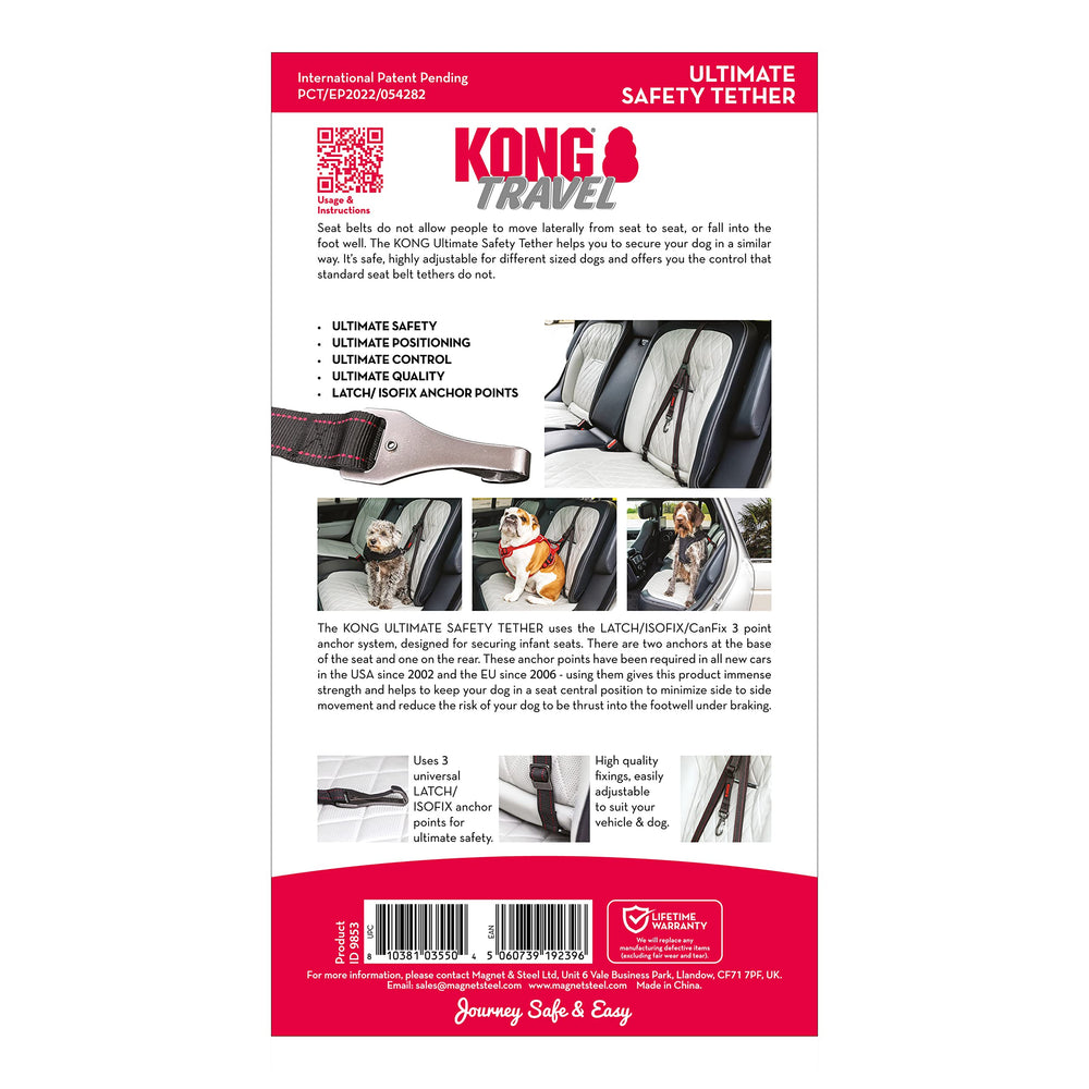 KONG Ultimate Safety Tether empaquetado para fácil transporte y uso.