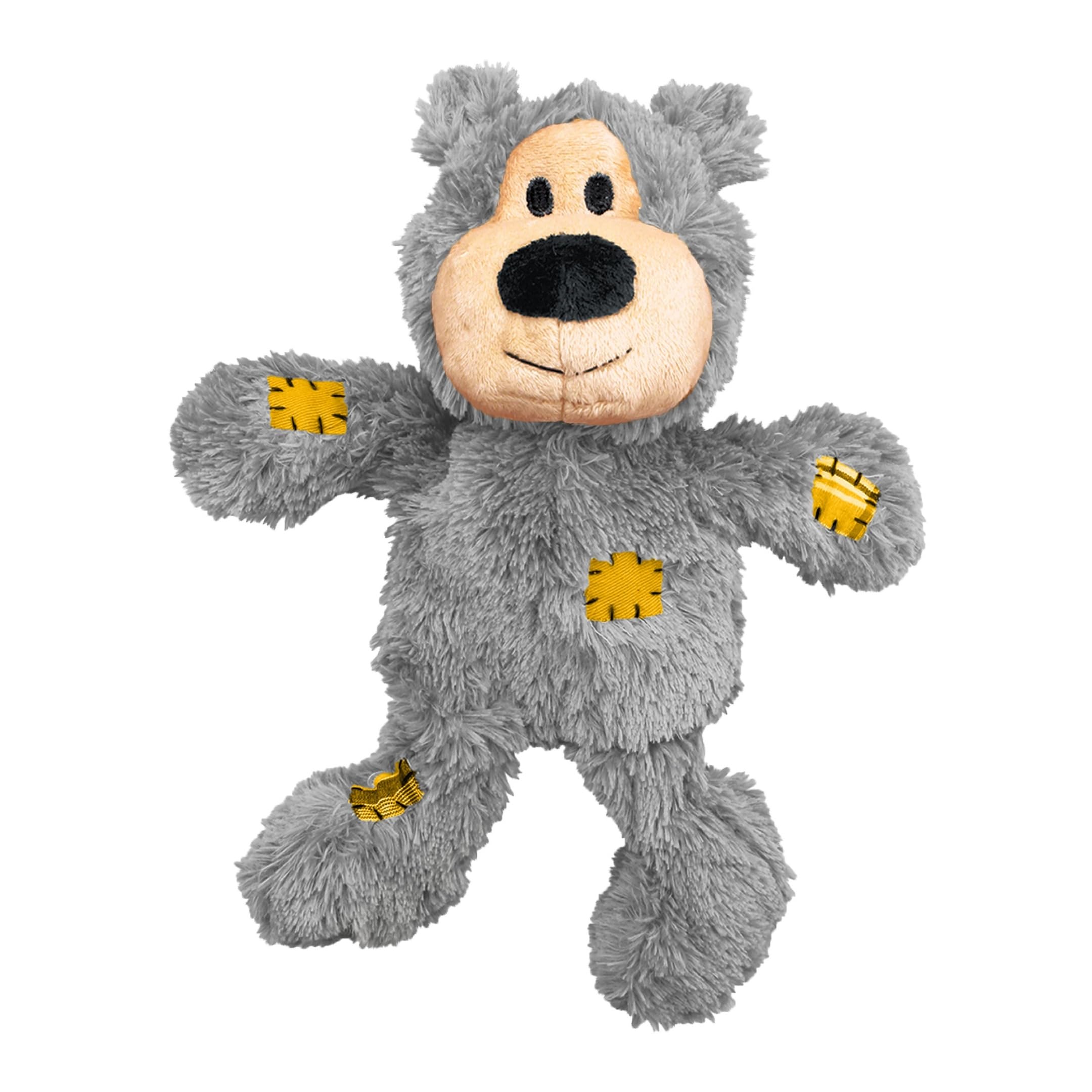 KONG Wild Knots Bear muestra su esqueleto de cuerda interior para estimular el juego.