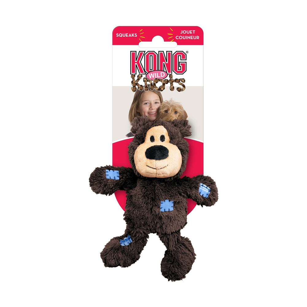 KONG Wild Knots Bear en uso, ideal para sesiones de juego en casa.