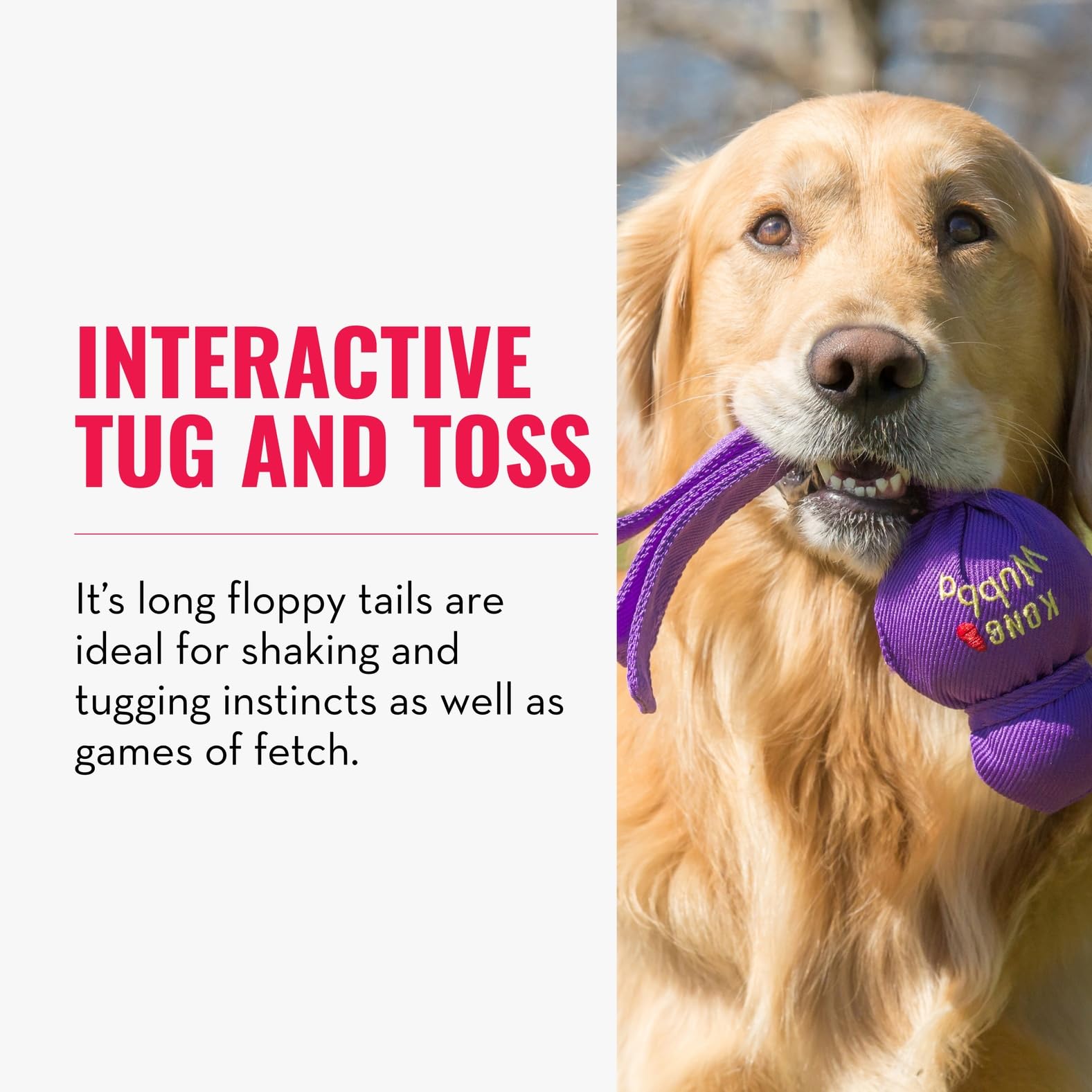 KONG Wubba incorpora squeaker para estimulación sensorial durante el juego.