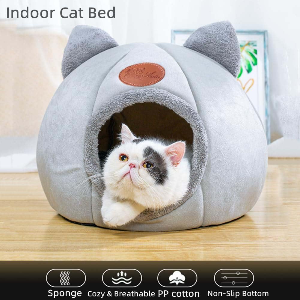 KooTeedd cama cueva gris XL, cojín desmontable para limpieza fácil