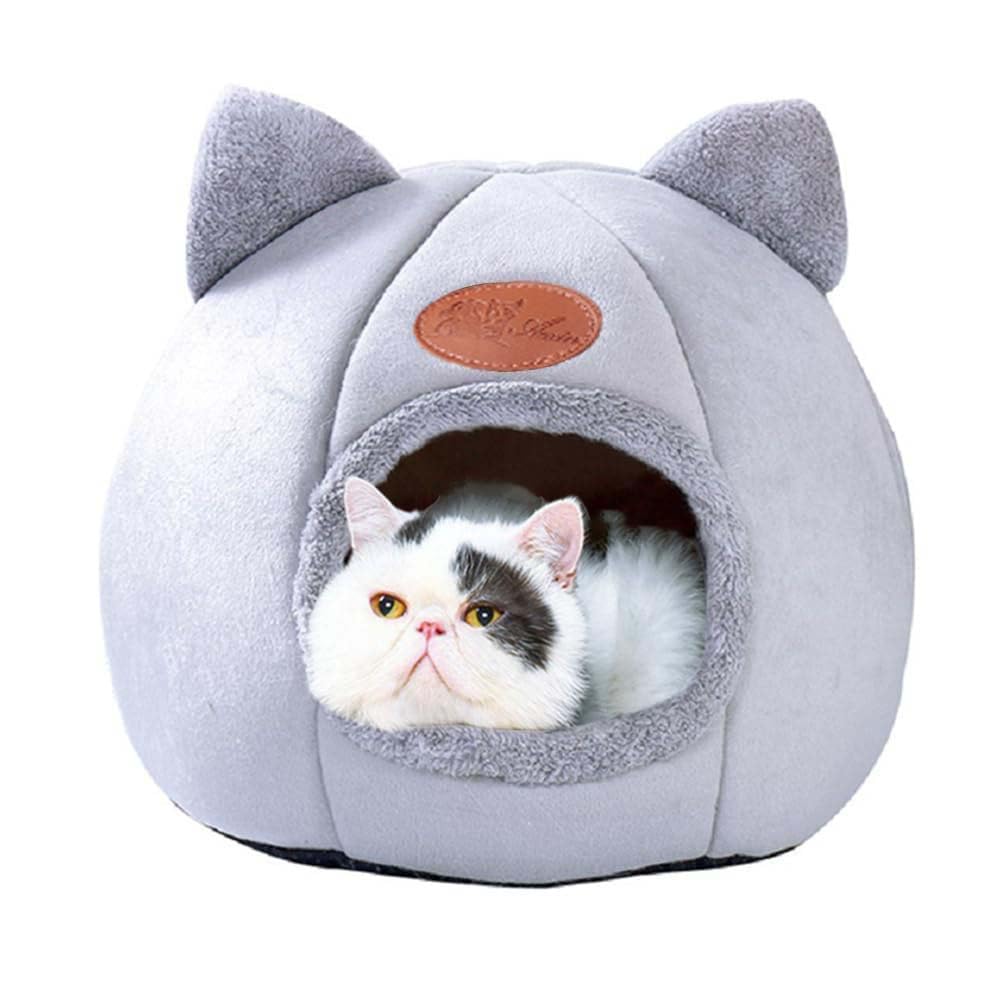 KooTeedd cama cueva gris XL, exterior cómodo y seguro para gatos