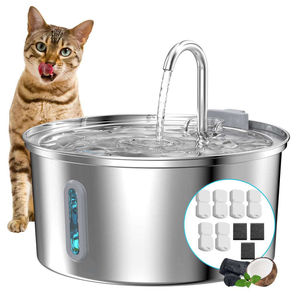 KOOGMOON bebederos para gatos en acero inoxidable con gran capacidad para agua constante