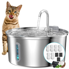 KOOGMOON bebederos para gatos en acero inoxidable con gran capacidad para agua constante