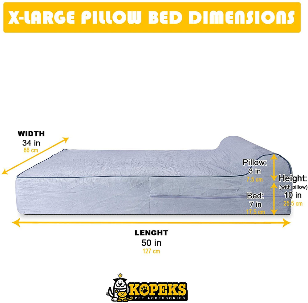 KOPEKS funda de cama para perro XL gris, lavable para limpieza rápida.