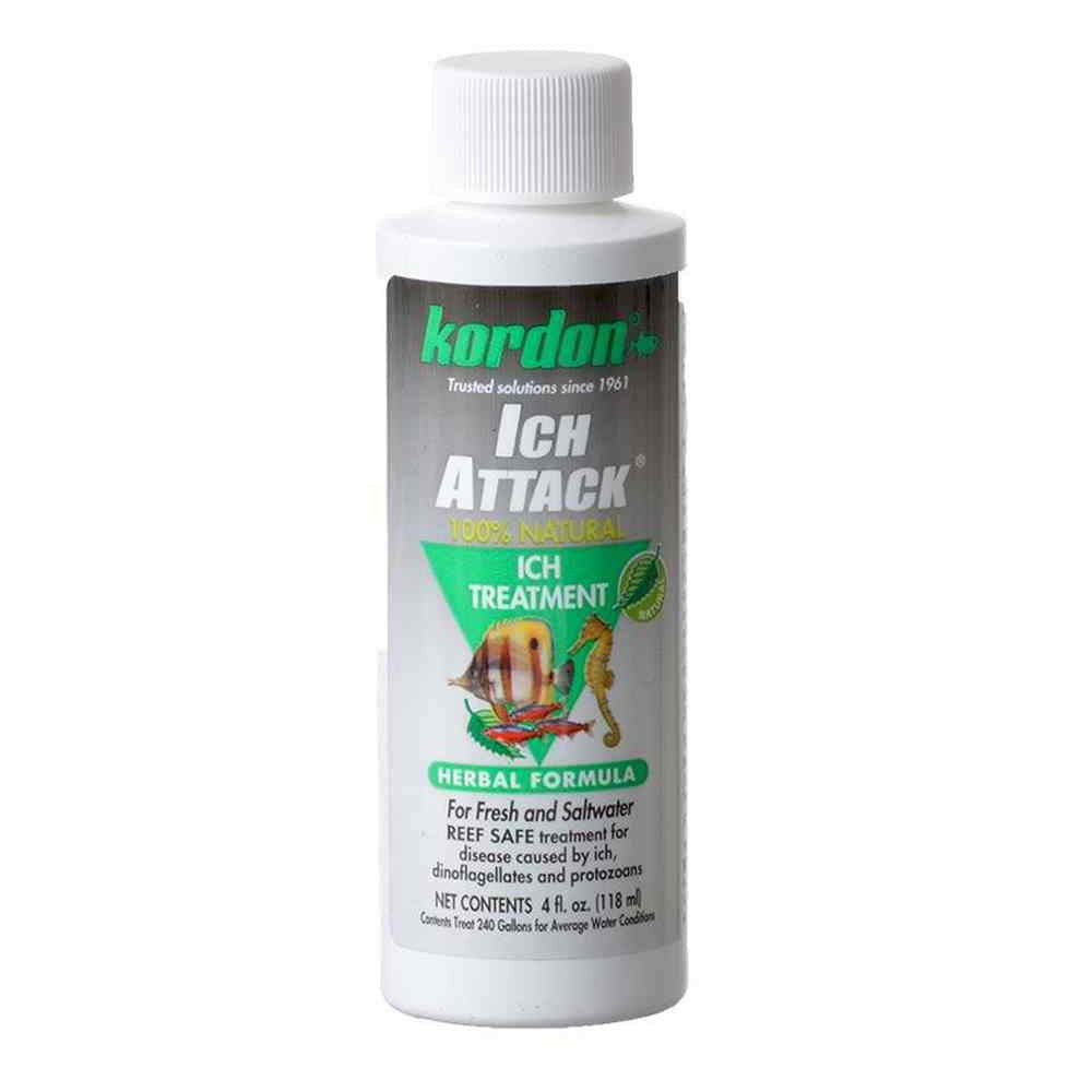 Kordon Ich-Attack 4oz botella, tratamiento herbal externo seguro para invertebrados.