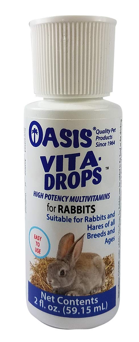 Dosis diarias de Vita Drops para conejo, sabor naranja que incentiva beber.