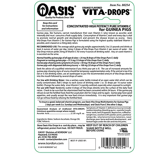 Kordon Oasis Vita-Drops Pura C en agua, dosis diaria para facilitar la administración.