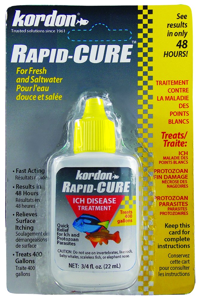 KORDON Rapid Cure para peces de acuario, tratamiento de Ich y parásitos, alivio rápido de síntomas visibles.