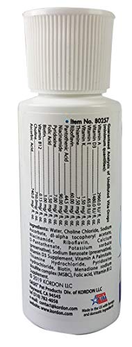 Kordon Vita Drops: etiqueta detallada para comparar ingredientes clave.
