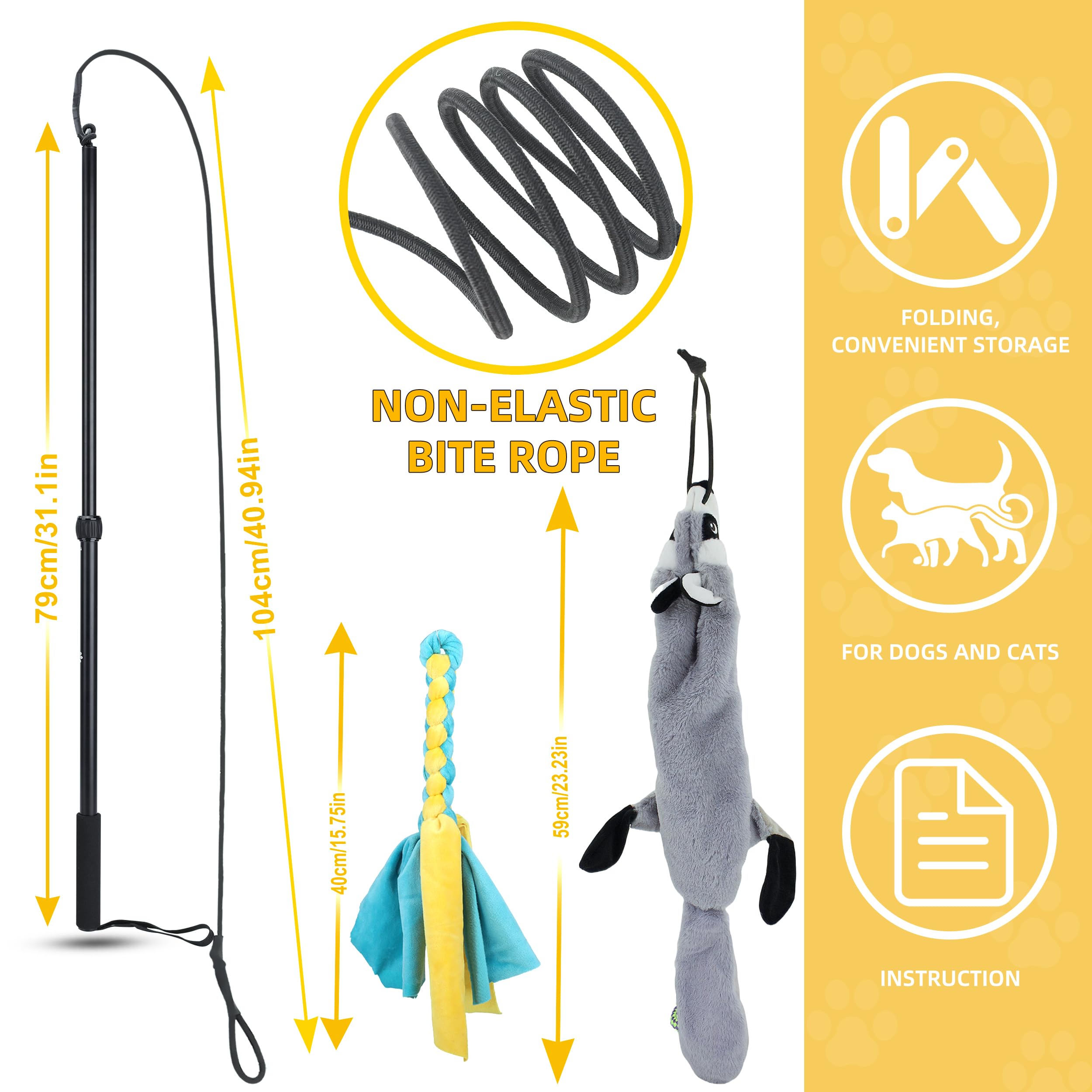 KOXXUD Flirt Pole Dogs perfecto para juego interior o al aire libre.