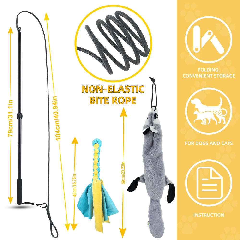 KOXXUD Flirt Pole Dogs perfecto para juego interior o al aire libre.