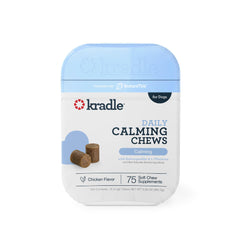 Kradle masticables calmantes para perros: botella lista para la rutina diaria.