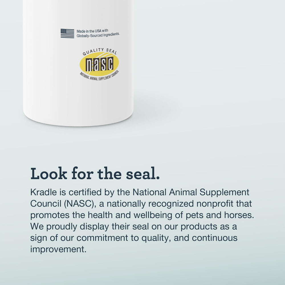 Kradle Skin Recovery para alergias estacionales y piel sensible de perros.