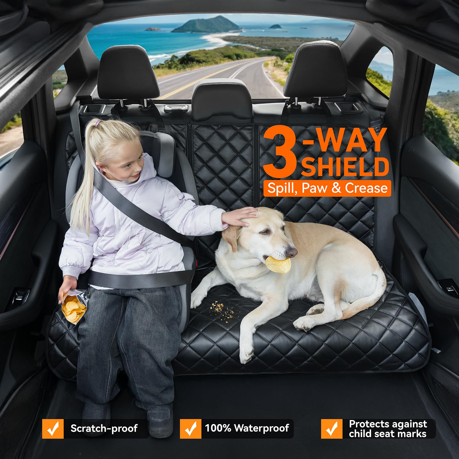 KritterKorner cubre asiento trasero de coche antideslizante para seguridad