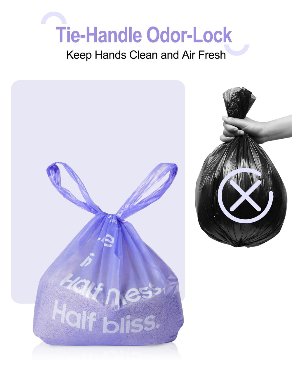 Bolsas KropBom con asa para atar, manejo limpio.