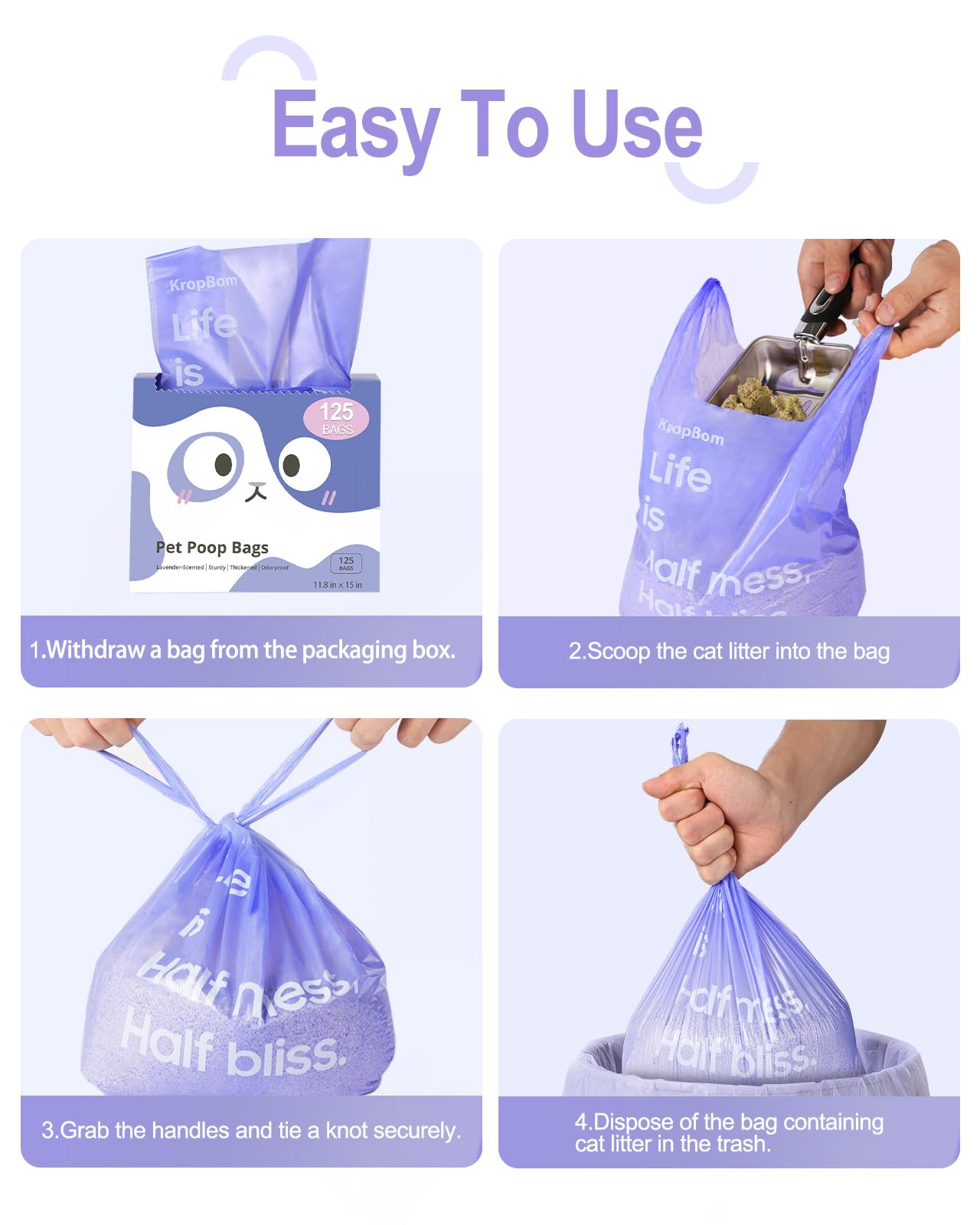 Caja de 125 bolsas KropBom con juguete para gatos incluido.