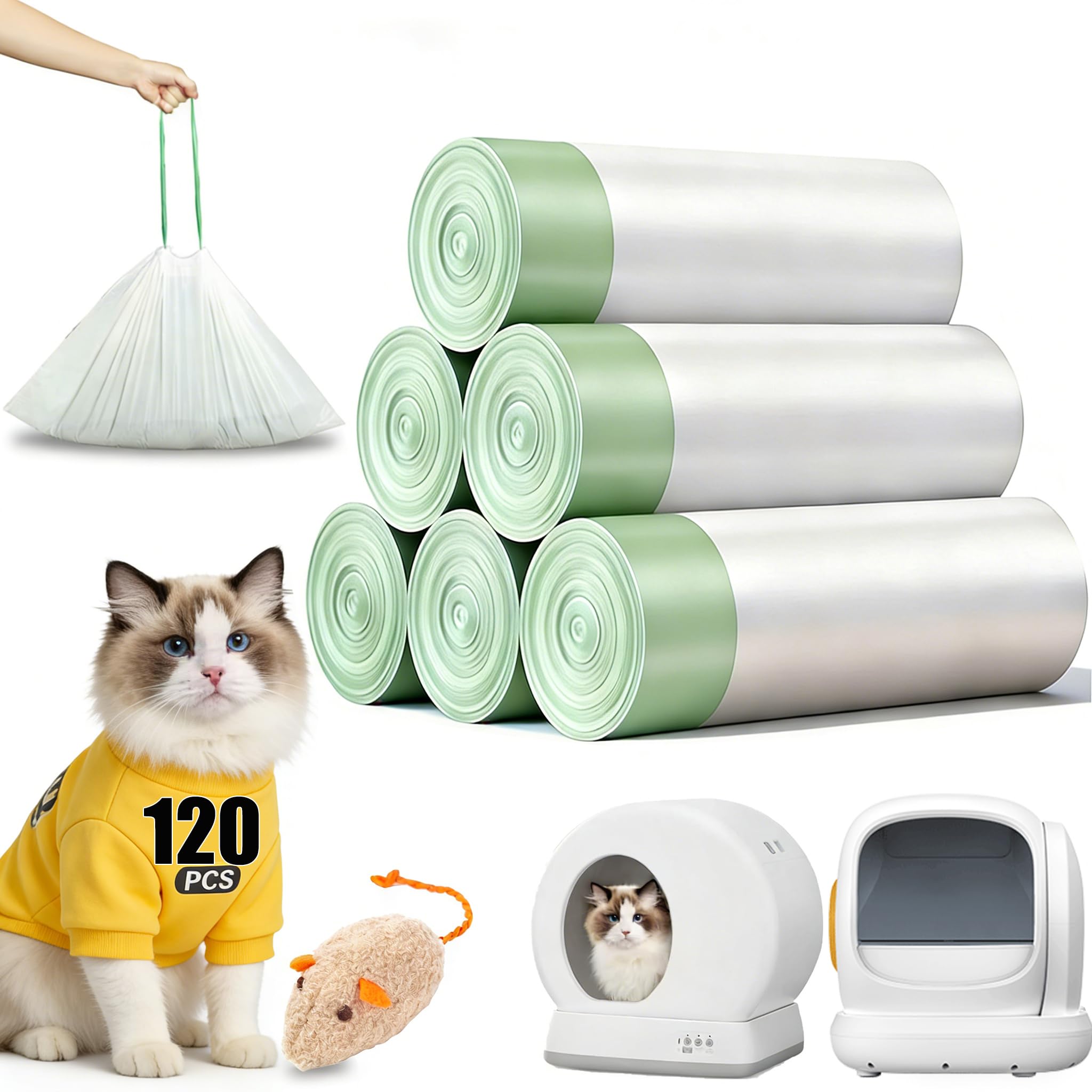 KropBom bolsas para caja de gato automático, tamaño 18 pulgadas, práctica para cambios rápidos.