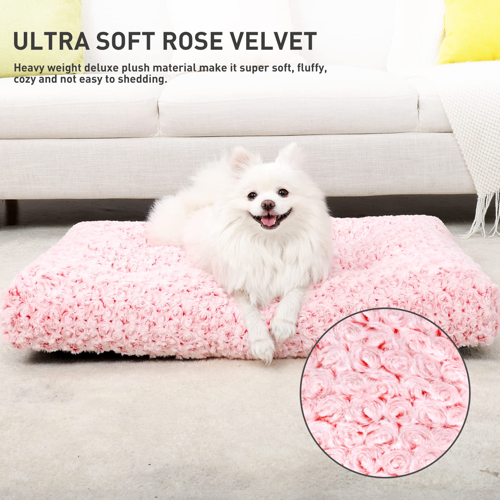 KSIIA cama perro funda terciopelo rosa extra suave, crea ambiente cálido para dormir.